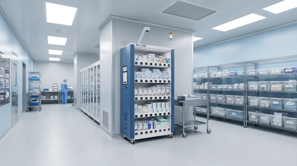 healthcare stockroom like store high density shelf bin smart cabinet